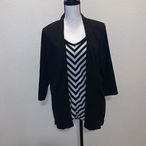 Chic Comfort Collection Chevron striped blouse with attached cardigan